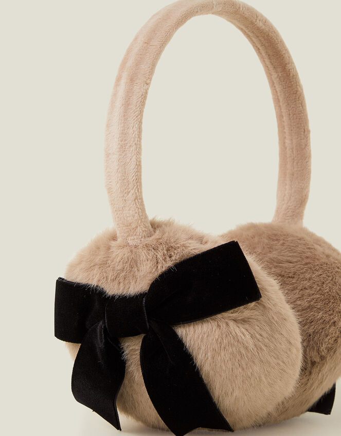 Bow Faur Fur Earmuffs, Natural (NATURAL), large