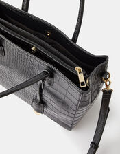 Gemma Croc Bag, Black (BLACK), large
