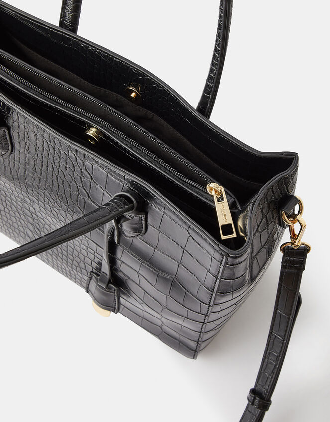 Gemma Croc Bag, Black (BLACK), large