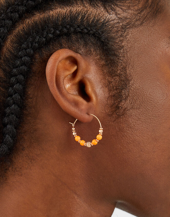 4-Pack Mix Bead Hoop Earrings, , large