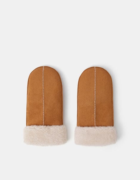 Faux Fur Trim Mittens , , large