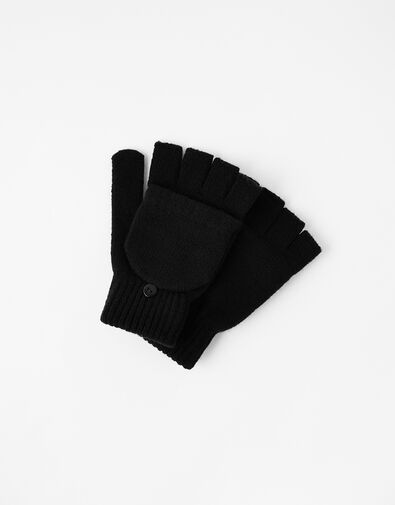 Plain Capped Gloves, Black (BLACK), large