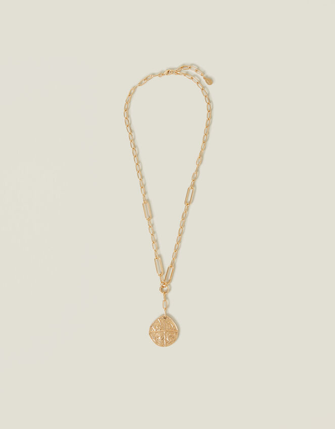 Coin Pendant Link Chain Necklace, , large