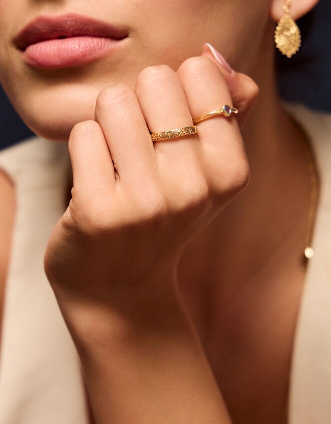 14ct Gold-Plated Filigree Ring, Gold (GOLD), large