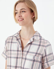 Check Button Shorts Pyjama Set, Grey (GREY), large