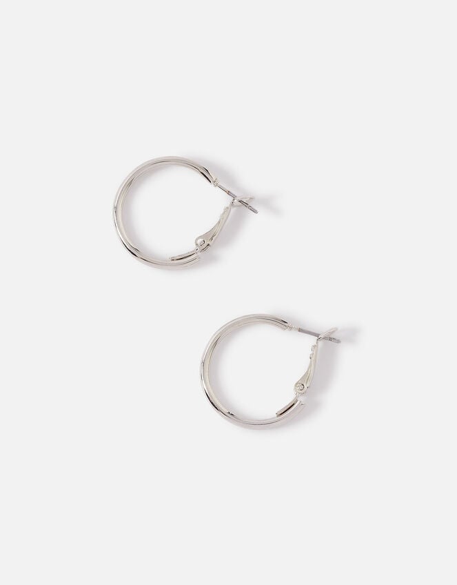 Small Simple Hoop Earrings, Silver (SILVER), large