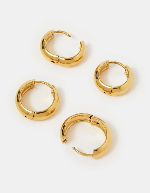 2-Pack Stainless Steel Chunky Hoop Earrings, , large