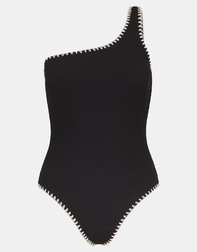 One-Shoulder Shaping Swimsuit, Black (BLACK), large
