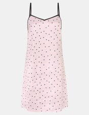 Polka Dot Satin Mini Slip Dress, Ivory (IVORY), large