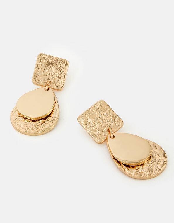Textured Square Teardrop Earrings, , large