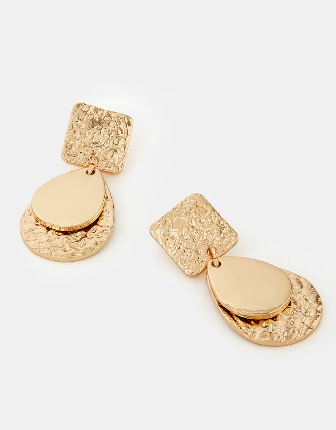 Textured Square Teardrop Earrings, , large