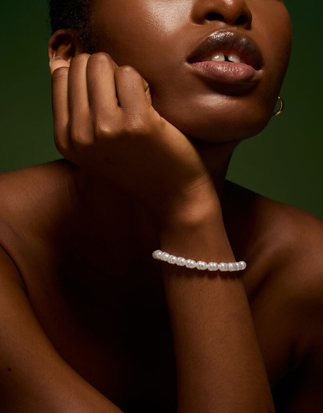 Stainless Steel Faux Pearl Bracelet, , large