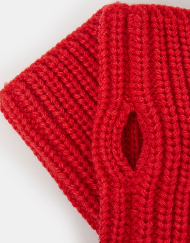 Chunky Knit Wrist Warmers, Red (RED), large