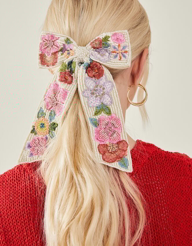 3D Beaded Bow Hair Clip, , large