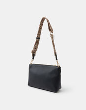 Cristina Leopard Print Strap Crossbody Bag, Black (BLACK), large