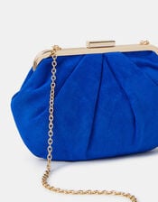 Pleated Suedette Clutch Bag, Blue (COBALT), large