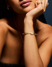 14ct Gold-Plated Chunky Evil Eye Bangle, , large