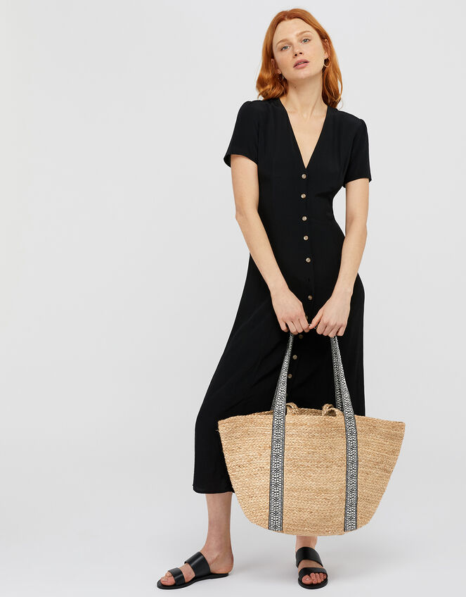 Florence Webbing Strap Woven Basket Bag, , large
