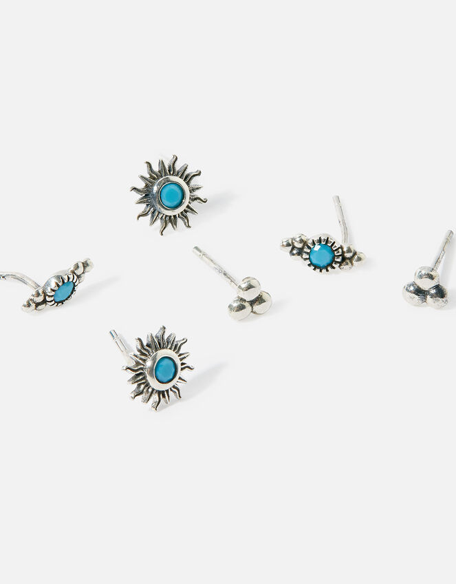 Sterling Silver Oxidised Stud Set of Three, , large