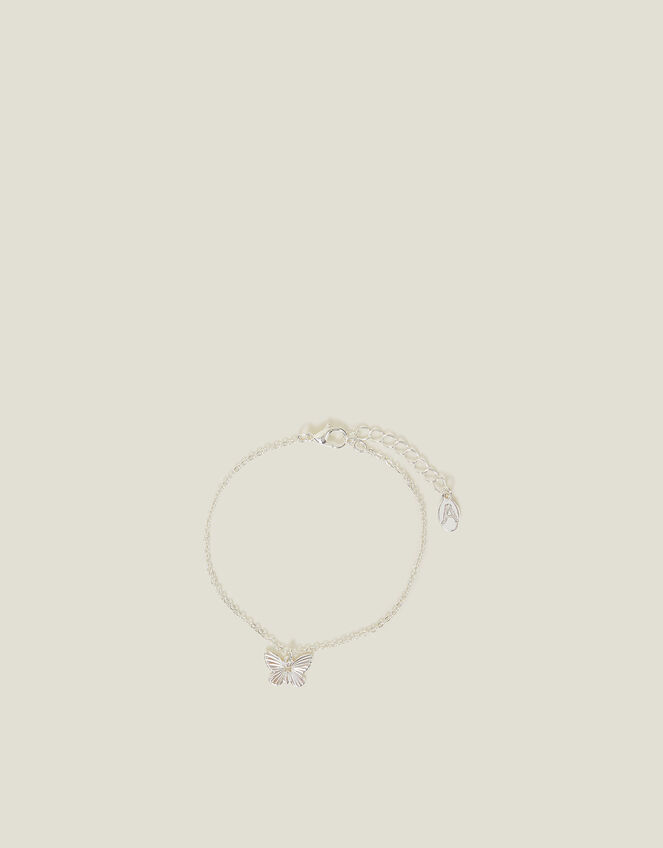 Butterfly Charm Chain Bracelet, Silver (SILVER), large