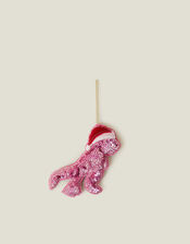 Santa Dinosaur Christmas Tree Decoration, Pink (PINK), large