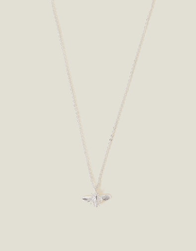 Sterling Silver-Plated Bee Pendant Necklace, , large