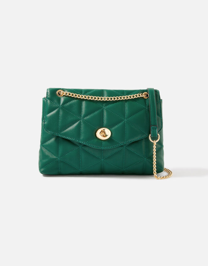 Eva Quilted Shoulder Bag, Green (GREEN), large
