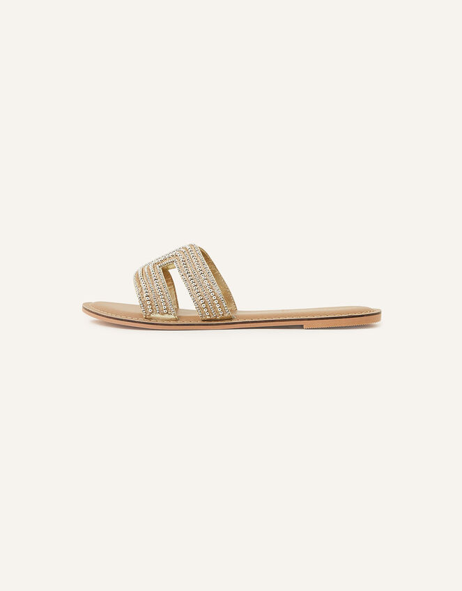 Beaded Slip On Sandals, Gold (GOLD), large
