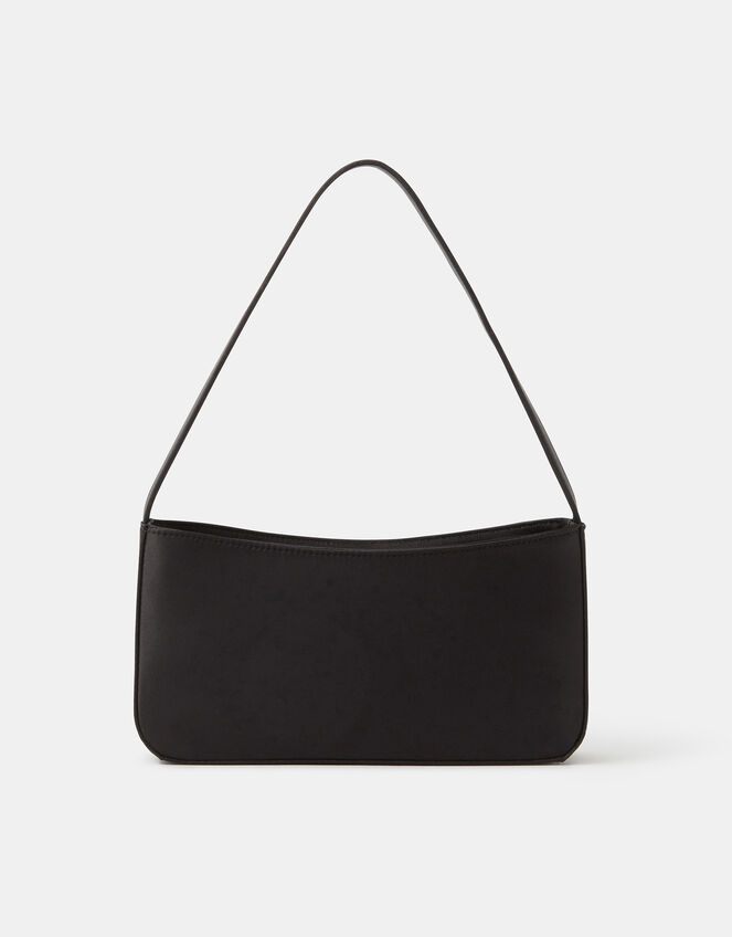 Satin Shoulder Bag, Black (BLACK), large