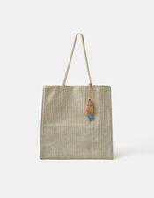 Woven Metallic Shopper Bag, , large