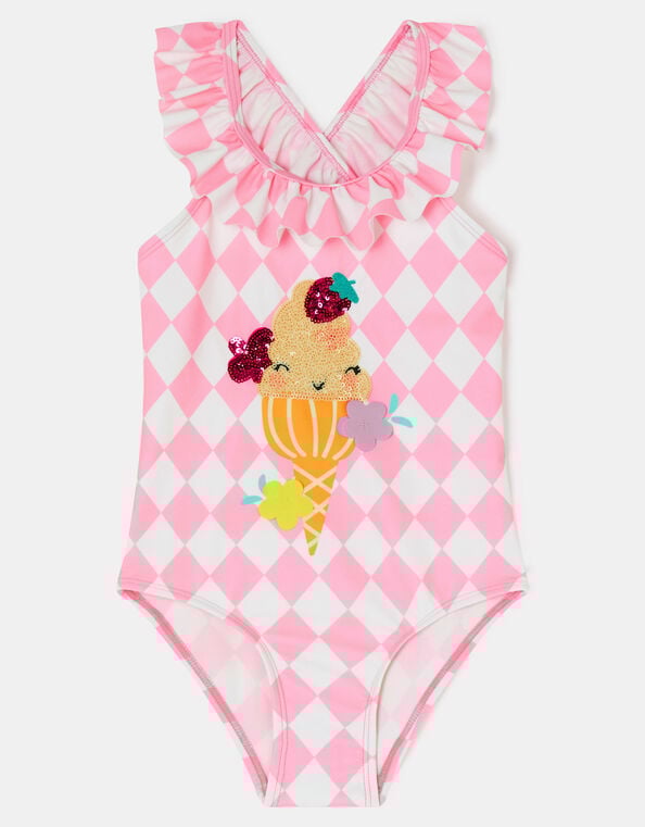 Girls Ice Cream Swimsuit, Pink (PINK), large