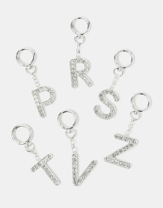 Diamant&eacute; Initial Bag Charm, Silver (SILVER), large