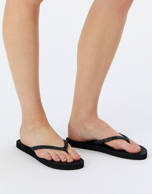 Eva Glitter Flip Flops, Black (BLACK), large