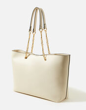 Chain Tote Bag, White (WHITE), large