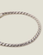 Sterling Silver-Plated Twist Chain Bracelet, , large