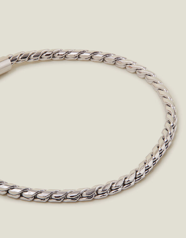 Sterling Silver-Plated Twist Chain Bracelet, , large