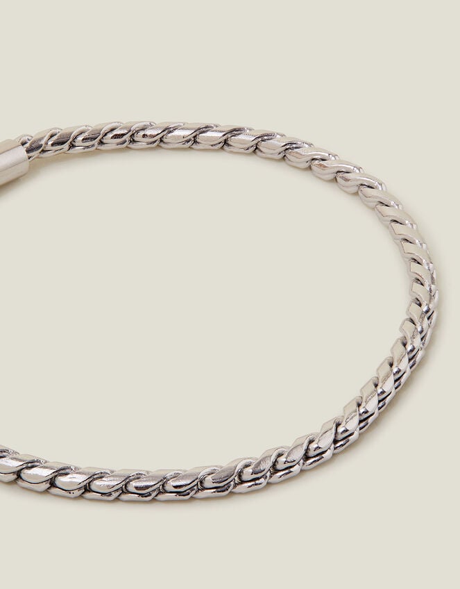 Sterling Silver-Plated Twist Chain Bracelet, , large