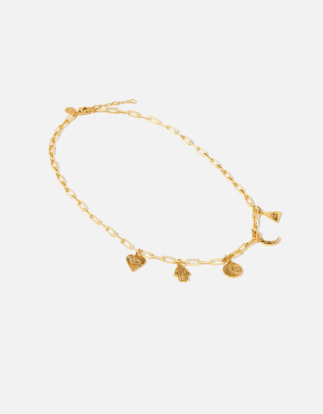 Gold-Plated Talisman Collar Necklace, , large
