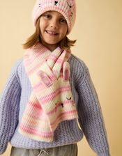 Girls Bunny Stripe Scarf, , large