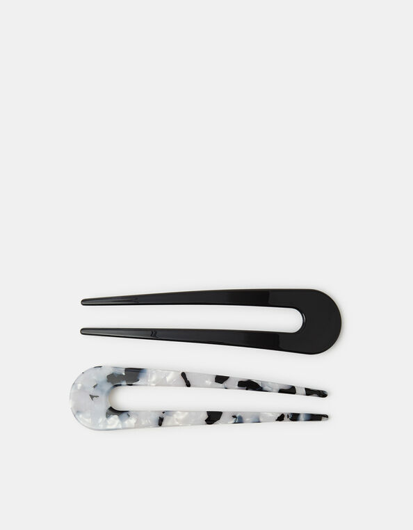 2-Pack Monochrome French Hair Pins, , large