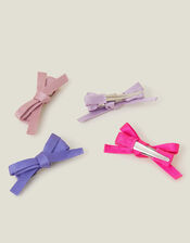 4-Pack Girls Mini Bow Hair Clips, , large