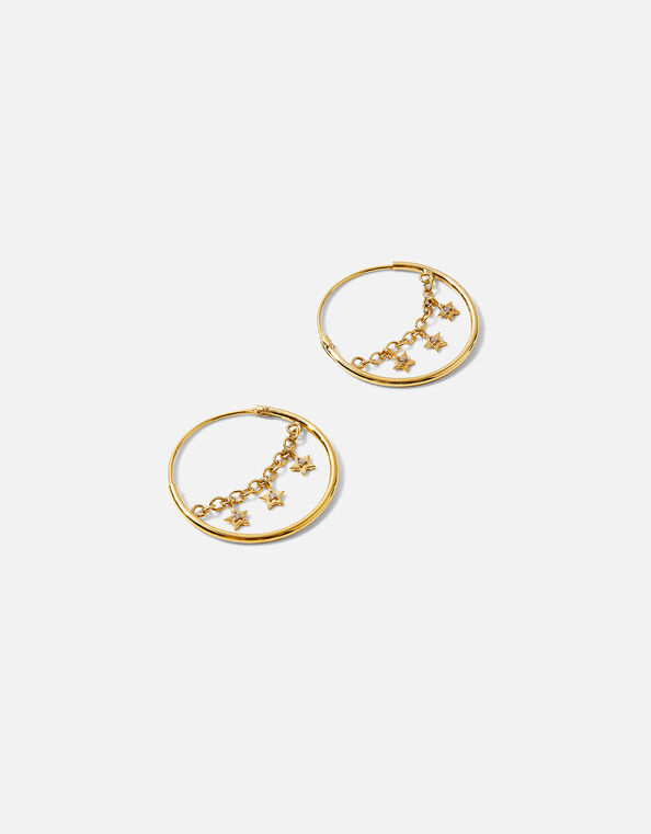 Gold-Plated Star Chain Hoops, , large