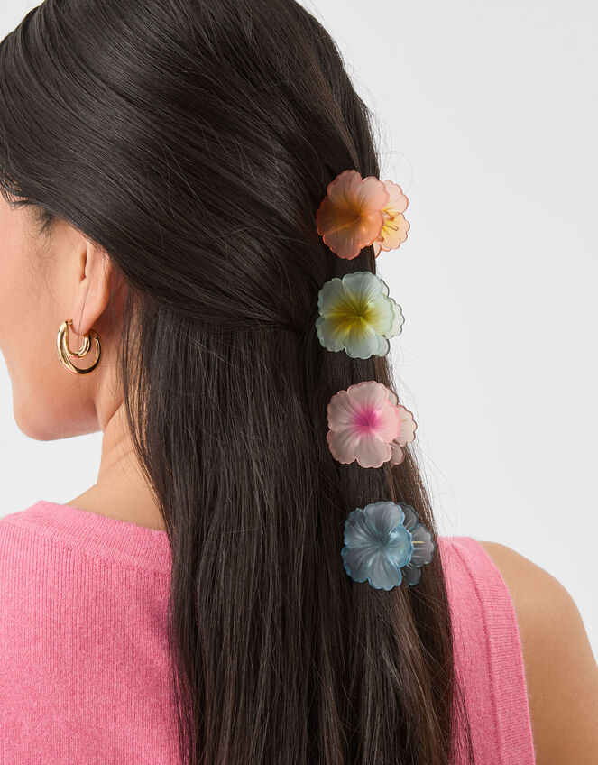 4-Pack Mini Tropical Flower Claw Clips, , large