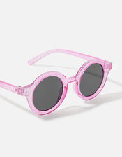 Girls Glitter Round Sunglasses, Pink (PINK), large