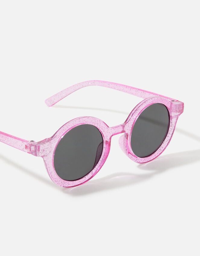 Girls Glitter Round Sunglasses, Pink (PINK), large
