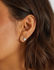 5-Pack Sterling Silver-Plated Stone Stud & Hoop Earrings, , large