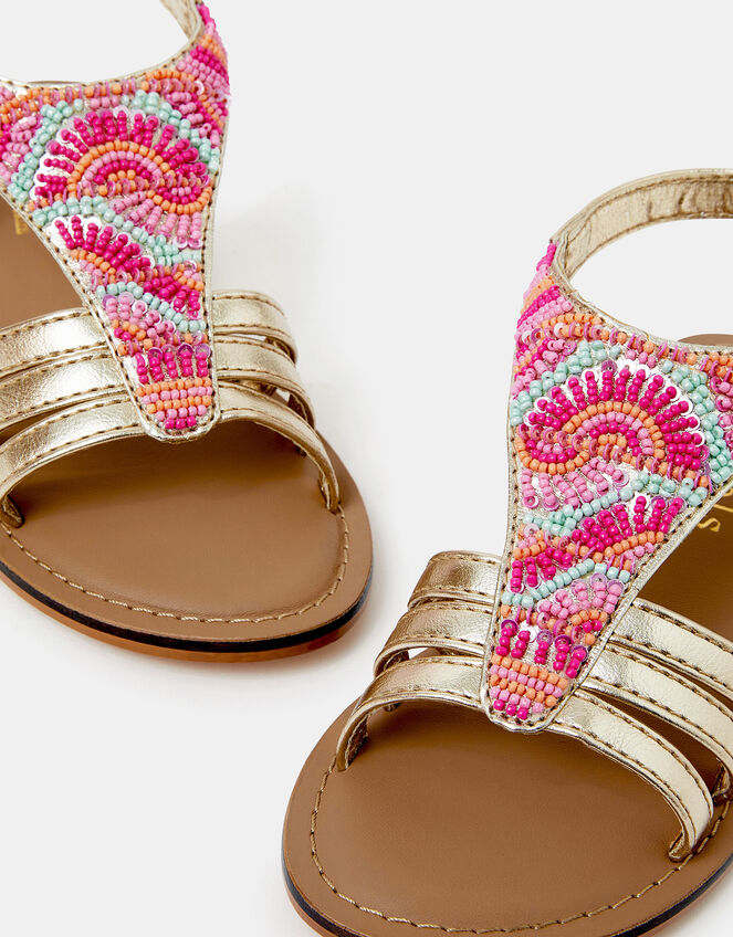 Girls Beaded Gladiator Sandals, Multi (BRIGHTS MULTI), large