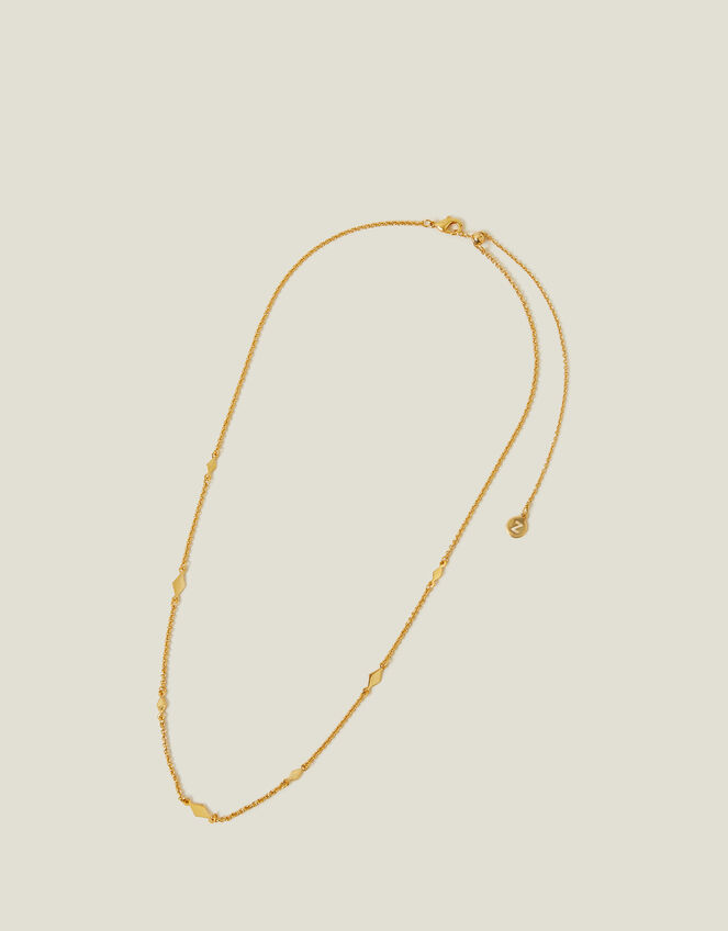 14ct Gold-Plated Diamond Shape Station Necklace, , large