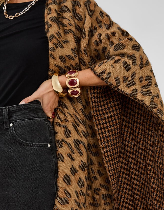 Leopard Print Poncho, , large