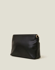 Faux Leather Small Cross-Body Bag, Black (BLACK), large
